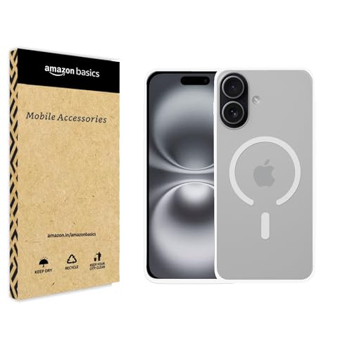 Image of amazon basics Luxury Paper Thin Case Cover for iPhone 17 | Matte Finish | Compatible with magsafe | (White, iPhone 17)