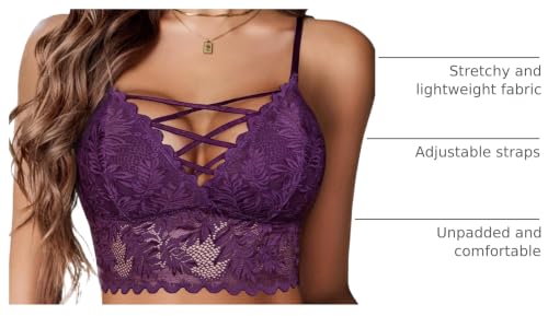 Image of Avidlove Bralettes for Women V Neck Lace Camisole Y2K Tank Top Strappy Cami Unpadded Bra Lingerie Crop Tops Outfits