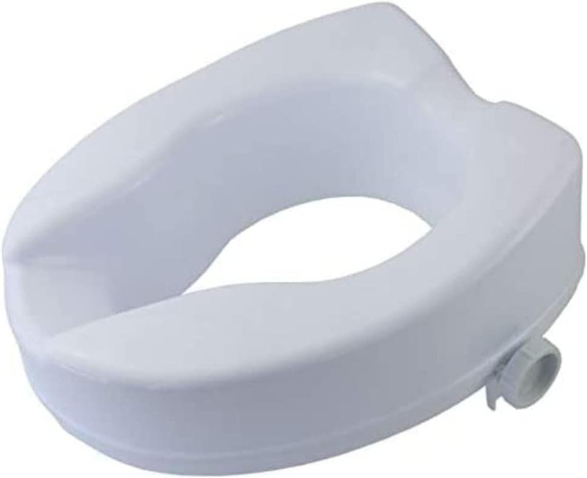 Mobiclinic®, Toilet Seat Riser, 4 inches (10 cm), Titán, Raised Toilet Seats for Elderly, Adaptable to Oval Toilets, Elevated Toilet Seat for Adults, Comfortable, White