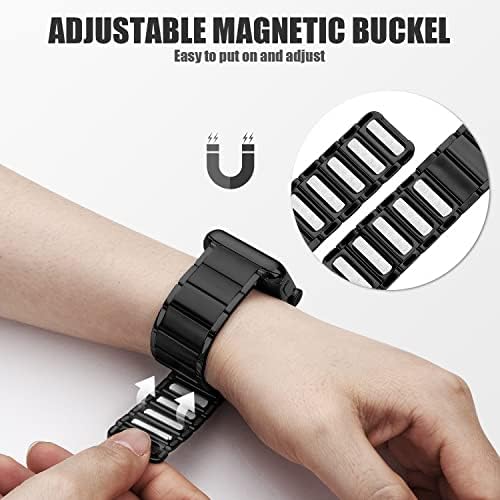 Fullmosa Compatible with Apple Watch Straps 49mm 45mm 44mm 42mm Magnetic Metal iWatch Replacement Bands Stainless Steel Strap for Apple Watch Series Ultra/8/7/6/5/4/3/SE/SE2, Black