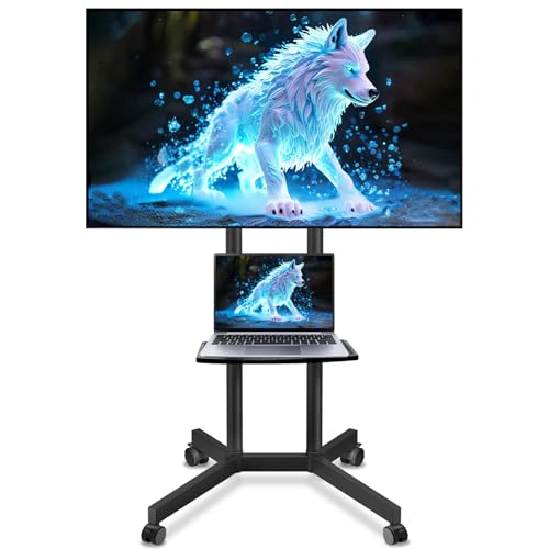 Solid Grace Rolling TV Stand with Wheels for 32-75 Inch TVs up to 88lbs, Portable TV Stand with...