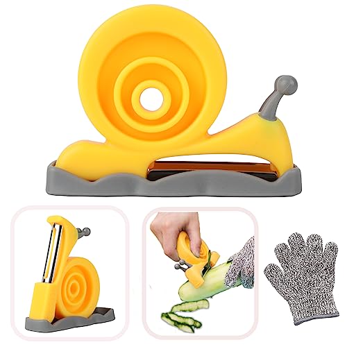Kibbidea Vegetable Peeler with Cut-Proof Glove (Yellow)