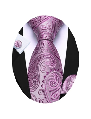Image of Barry.Wang Paisley Tie Fashion Set Hanky Cufflinks Neckties for Men Woven Silk