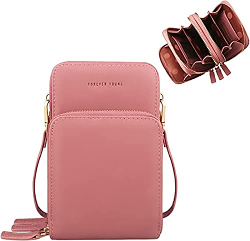 Image of BOSTANTEN Girls Women Women's Wallet Sling Crossbody Bag for Mobile Cell Phone Holder Pocket Wallet Wallets Hand Purse Clutch Crossbody Sling Bag for Women Womens Girls (pink)