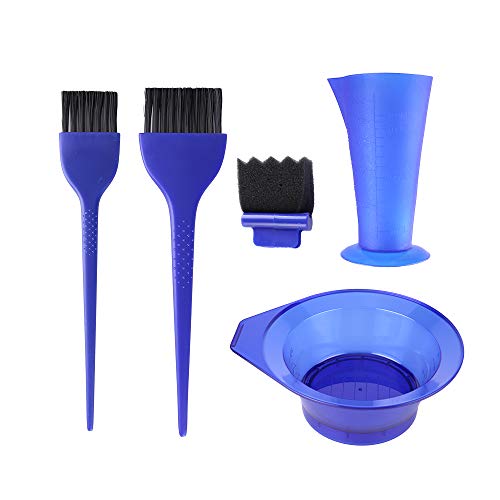 Hair Dyeing Kit, Hair Color Tool Kit, 5pcs Hair Dye Brush and Bowl Set, Suitable for Salon Use & Home DIY Dyeing - Blue