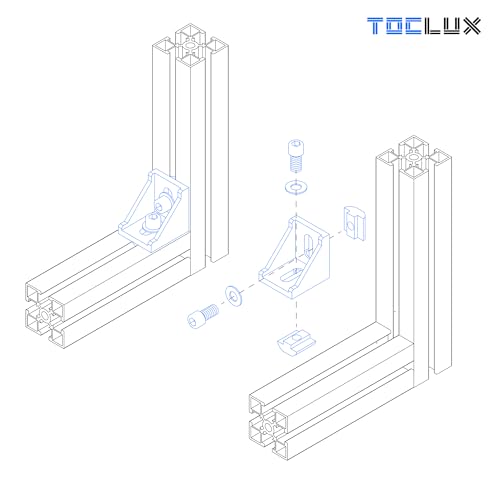 Image of 20 Sets Black 4040 Aluminum Extrusion Connector Kit - 20pcs Corner Brackets, 40pcs M6 Spring T-Nuts & Hex Screws, 2 Hex Wrench - for 8mm T Slot Extruded Aluminum Accessories Hardware