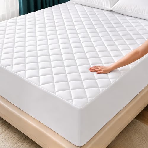 Quilted Fitted Mattress Pad, Queen Mattress Protector Topper with...