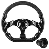 VOONKE Golf Cart Accessories Steering Wheel D-bottom and Golf Adapter for Club Car EZGO TXT & RXV Golf Carts Adapter Skid-black
