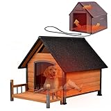 Large Dog House Outdoor Insulated Dog Kennel with HeatingLiner for Winter Strong Iron Frame Dog House for Small, Medium & Large Dogs, Waterproof