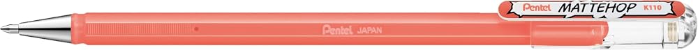 Pentel K110-VP2X Mattehop Gel Ink Rollerball Pen with Matte Finish High-Density Ink Cap - Coral