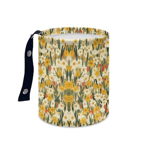 Image of Yellow Florals Car Front Seat Can Leak Proof Front Seat Back Seat Garbage Container Bag Kitchen Rubbish Bin Fashion Vehicle Organization Bin