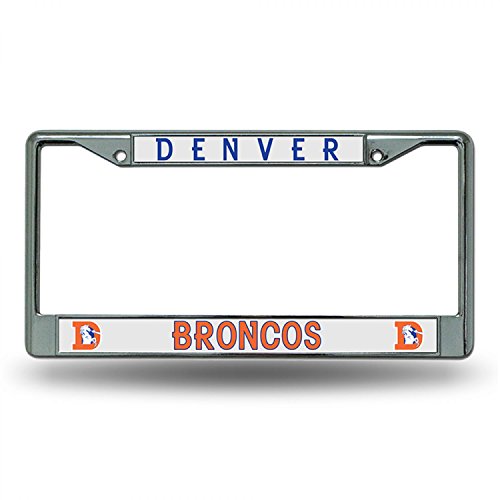 Rico Industries NFL Denver Broncos 12 x 6 Silver Chrome Frame W Decal Insert Car/Truck/SUV Auto Accessory