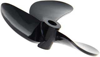 Bettomshin RC Boat CW CCW Propeller 4mm Shaft 3 Vanes 48mm 9.25 P/D Fan Shape Pastic Black Rotating Propeller Props for RC Boat, 2 Pairï¼ˆPositive Oarï¼‰