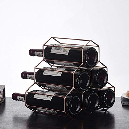 Soporte para 6 botellas de vino metálico portátil miniatura 5