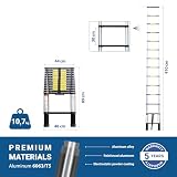 HOSTRÖM Telescoo14 Telescopic Ladder, Aluminium, Foldable, Extendable, Maximum Working Height 5 m, Standart EN131, 5 Year Warranty. - 5