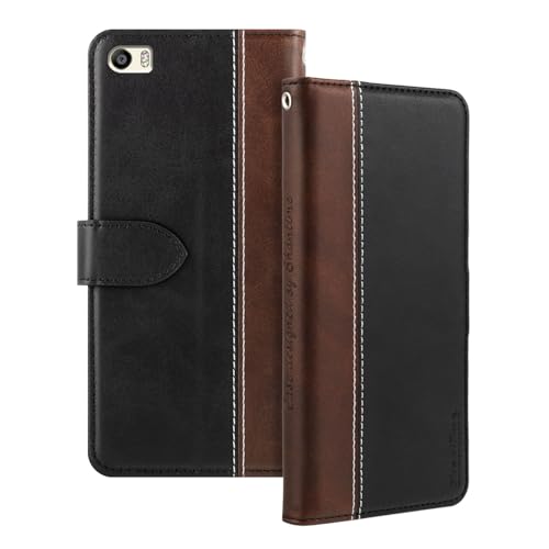 Shantime Leather Flip Case Compatible with Huawei P8 Max Case with Card Holder RFID Blocking Magnetic Kickstand Slim Fit Business Protective Cover(Black)