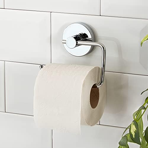 WENKO Vacuum-Loc Toilet-Paper Holder-Fixing Without Drilling, Steel, Silver Shiny, 16 x 13.5 x 17.5 cm