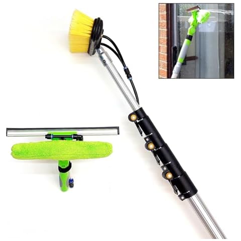 16ft-20ft-24ft Water Fed Window Cleaning Pole Squeegee Tool Conservatory Cleaning Extendable Extension Equipment Brush Kit Hose Fed Cover