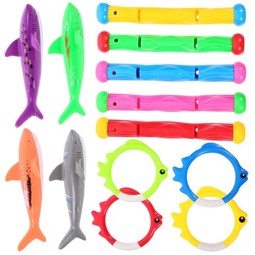 SUPVOX 13pcs Diving Toys for Boys and Girls Pool Diving Ring Shark Fish Sticks Water Games Fun Toys for Boys Girls Summer Pool Play