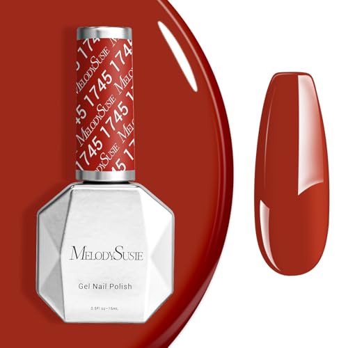 Image of MelodySusie Rust Red Gel Nail Polish,0.5fl oz Nails Soak Off UV LED Red Brown Gel Polish Gift for Women Nail Art Manicure Salon DIY Nail Design Decoration at Home-1745
