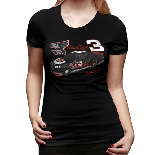 Women's Dale Number 3 Earnhardt Short-Sleeve T-Shirts Tops,Funny Crewneck Graphic Tees for Women Adult X-Large Black T-Shirts