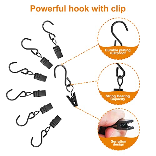 40 pcs curtain clips with s hooks for outdoor string lights, this stainless steel s hooks with clips also work clips, rv awning light clips and gutter light clips (black) 2 40 pcs curtain clips with s hooks for outdoor string lights, this stainless steel s hooks with clips also work clips, rv awning light clips and gutter light clips (black) - image 3