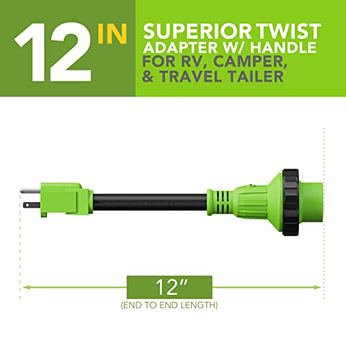Leisure Cords Trailer Dogbone Adapter 15 Amp Male To 30 Amp Female Locking Connector With Led Power Indicator #TOP1