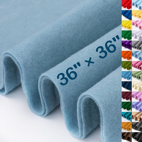 Image of XSEINO Dusty Blue Large Felt Fabric 36 inch X 36 inch(1 Square Yard), 1.4 mm Thick Soft Felt Fabric Sheet for Crafts, Blue Series Colors Soft Nonwoven Fabric, Fit for Decoration, Sewing, DIY Crafts