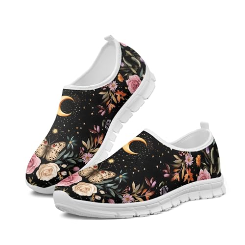 Image of Hummingbird Floral Print Lightweight Walking Shoes for Women Mesh Casual Sneakers Size 5-10.5