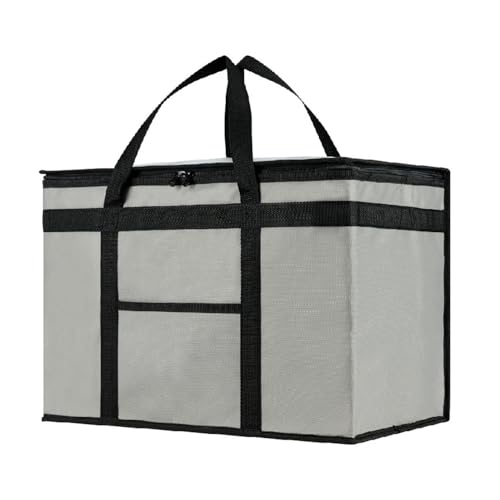 Image of NZ home Insulated Bags for Food Delivery (2XL) Grocery Shopping Cooler Bag, Pizza Delivery, Hot & Cold Catering Tote, Reusable, Foldable & Heavy Duty (Gray)