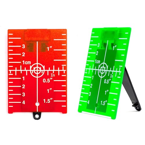 FocLoc 2 Pack Laser Targets Magnetic Floor Laser Target Plate Stand Point Card for Laser Level Cross Line Laser leveler Beam Tool Drop Ceiling Floor ADAS Calibration Green Red Enhancing Visibility