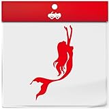 マーメイド ステッカー ワンポイント 人魚 姫 カッティング ステッカー おしゃれでかわいい_131 (レッド)