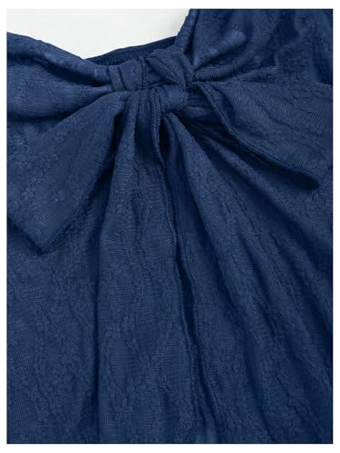 SHENHE Women's Floral Lace Halter Backless Tie Front Bow Asymmetrical Crop Top3