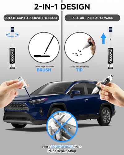 Image of 8S6 Dark /Nautical Blue Metallic Touch Up Paint Compatible with Toyota Exact Match 2 in 1 Touch up Paint for Chips and Nicks Repair