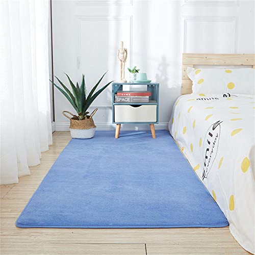 Tapis salon moderne abstrait bleu premium LUNEZY