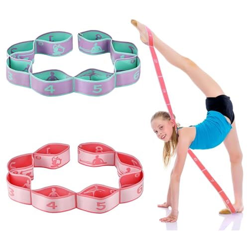 MisFun 2 Piezas Banda de Estiramiento de Yoga, Cinturón Elástico de Yoga, Banda Elástica de Yoga, Bandas de Resistencia Elásticas, para Yoga, Danza, Gimnasia, Ejercicios de Estiramiento
