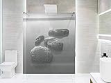 Vinilo Transparente para Mamparas de Ducha y Baños Piedras Lago Blanco y Negro | Varias Medidas 60x185cm | Adhesivo Resistente y de Fácil Aplicación | Pegatina Adhesiva Decorativa de Diseño Elegante