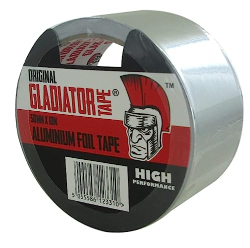 PACKnSELL (6 Pack) Gladiator® Aluminium Tape (50mm x 10m) | Highly Adhesive Aluminium Foil Tape, Insulation Tape For Insulating And Sealing Ducts | Heat Resistant | Silver