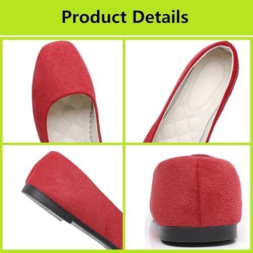 Timween Womens Ballet Flats, 25 Vibrant Colors Available Ladies Casual Square-Toe Flat Shoes Women Indoor Outdoor Comfy Slip On Ballerina Pumps Solid Color Suede-Effect Upper Portable Flats - Image 4