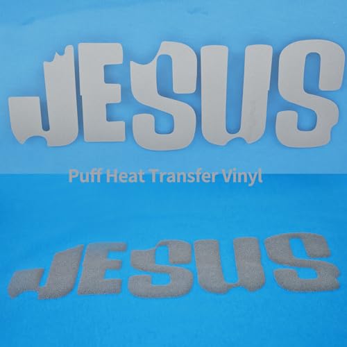 Image of RENLITONG 3D Puff HTV Matte Heat Transfer Vinyl Roll 12 inch x 7ft Iron on for Heat Press T Shirt for All Cutter Machine Heat Vinyl Design (7ft, 3D Puff Silver)