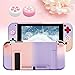 Coque pour Switch avec 2 Sakura Capuchons de Joystick, Ancrable Étui de Protection pour Switch avec Silicone Capuchons de Thumbstick, Portable Coque pour Switch Console et Contrôleurs- Rose et Violet