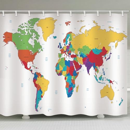 Rideau de douche imperméable blanc en tissu lavable avec anneaux