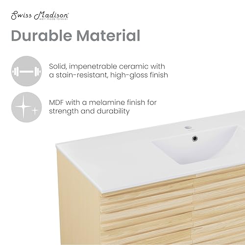 Image of Swiss Madison Cascade 48'' Bathroom Vanity in Natural Oak