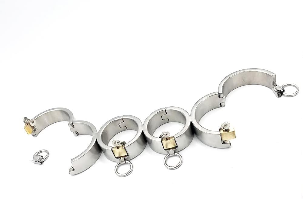 Edelstahl Fesselset Spreizstange Fesselstangen mit Handschellen Fußfesseln, Zwangshaltung Beinspreizer BDSM Bondage Set Fetisch Sklave Folter Sexspielzeug für Paare Männer Frauen(Frauen)