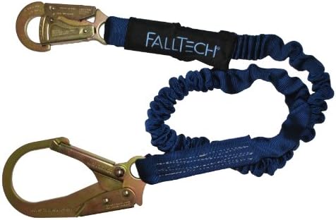 FallTech 82403 ElasTech 6-Foot Shock Absorbing Lanyard with Rebar Hook