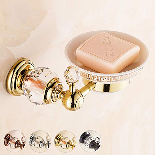 Euro Style Crystal Brass Soap Holder Ceramics Soap Dish For Bathroom Home Decoration Bathroom Accessories Golden #TOP1