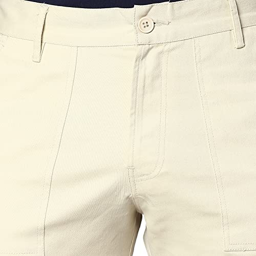Image of Hubberholme Men's Regular Fit Cotton Trousers with Patch Pockets, Ankle Length Button Closure Cargo Chinos