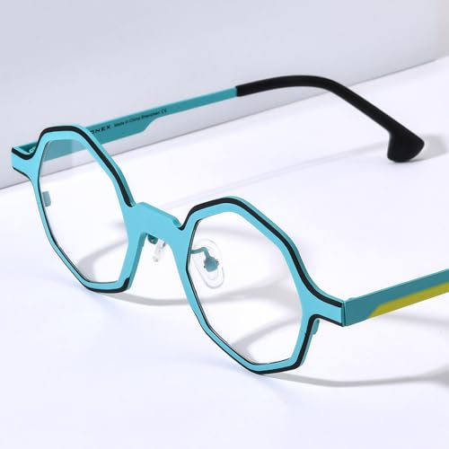 Image of FONEX Colorful Pure Titanium Glasses Frame Women Retro Round Eyeglasses