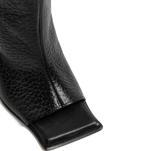 Open Toe Knee High Boots for Women Square Peep Toe Wedges Slouchy Tall Boot Pull On High Heel Wide Calf Boots3