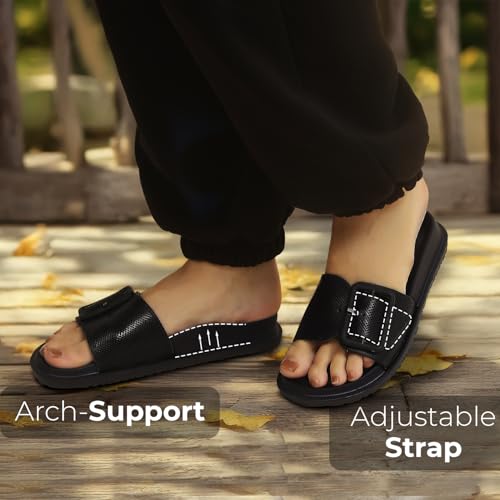 Image of YOHO Grape Sliders for Women & Girls | Stylish,Cushioned, Lightweight Slides & Waterproof Flip Flops | Adjustable Buckle | Comfortable Monsoon Footwear